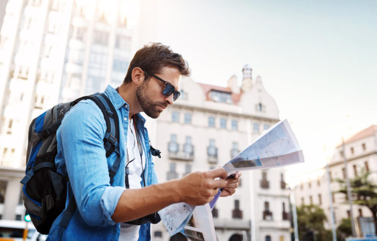 Tourist trying to navigate foreign city and avoid scams