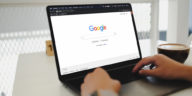 laptop with the google search engine