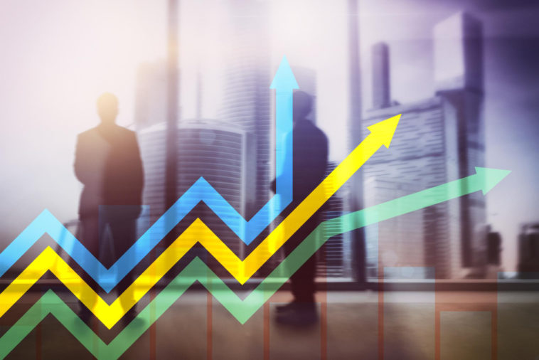 graph with financial growth arrows