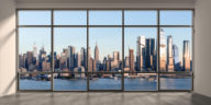 view of the new york city manhattan skyline