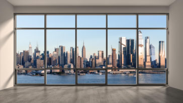 view of the new york city manhattan skyline