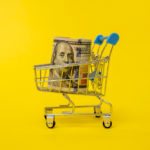 shopping cart with one hundred dollars