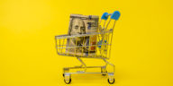 shopping cart with one hundred dollars