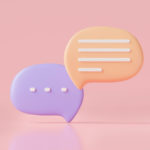 two chat bubbles with pink background