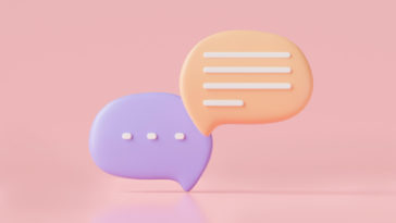 two chat bubbles with pink background