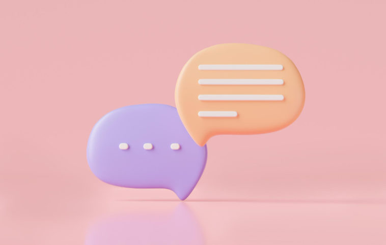 two chat bubbles with pink background