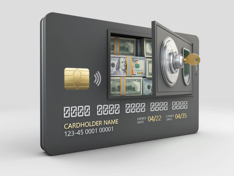 credit card that looks like an opened safe with money inside