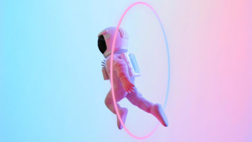 astronaut going through a space hoop