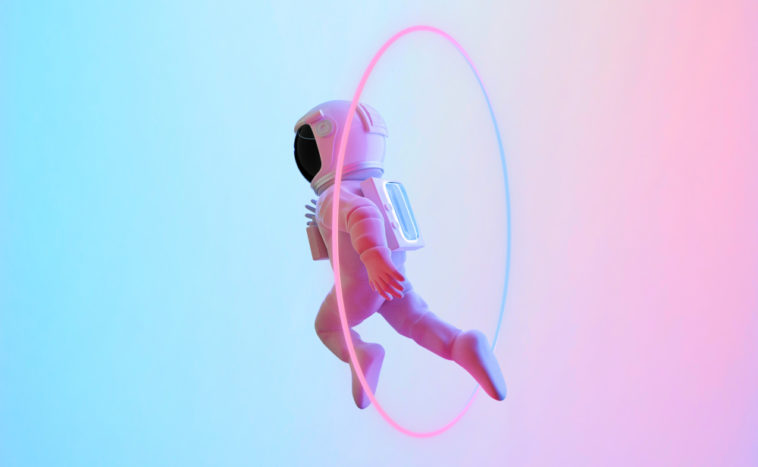 astronaut going through a space hoop