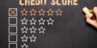 credit score five golden stars chalkboard