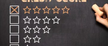 credit score five golden stars chalkboard