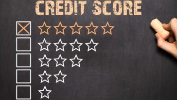 credit score five golden stars chalkboard