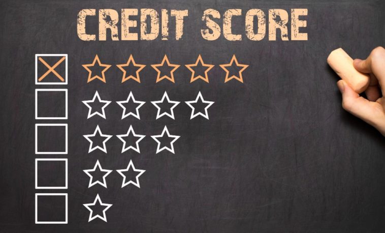 credit score five golden stars chalkboard