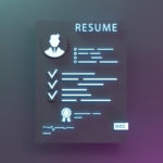 resume neon icon personnel search concept