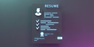 resume neon icon personnel search concept