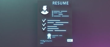resume neon icon personnel search concept