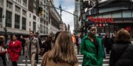 crowded street crossing