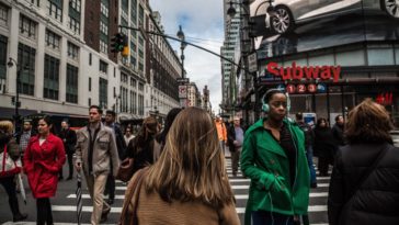 crowded street crossing