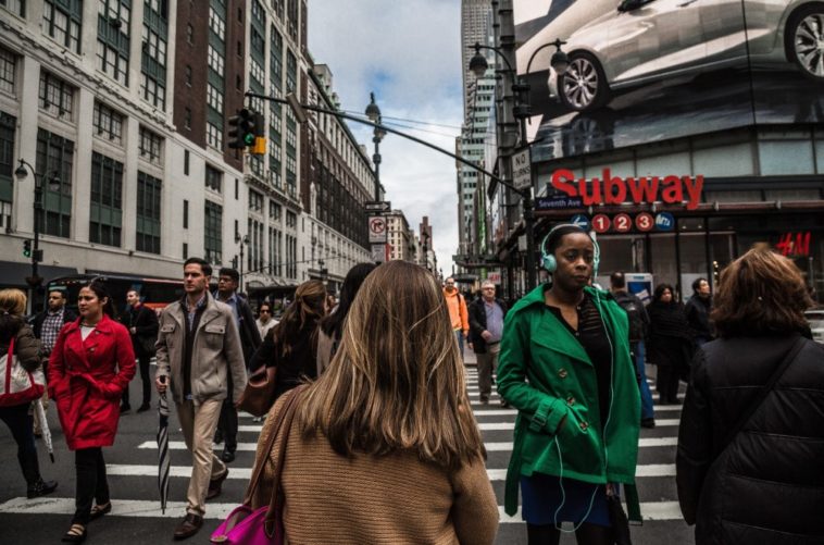 crowded street crossing