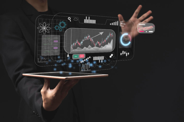 dashboard application screen with business analytics charts