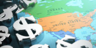 dollar signs on the map of north america