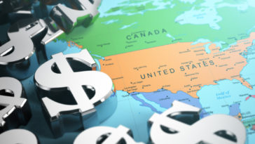 dollar signs on the map of north america