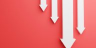 white arrows pointing downward on a red background