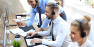 call centre office with call operators