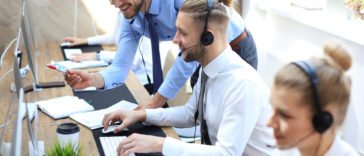 call centre office with call operators