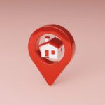 red location pin with a house icon