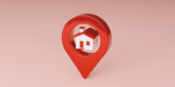 red location pin with a house icon