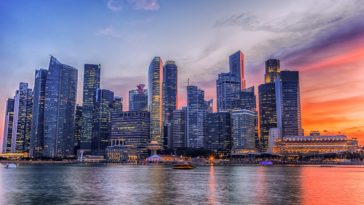 singapore skyline in the evening