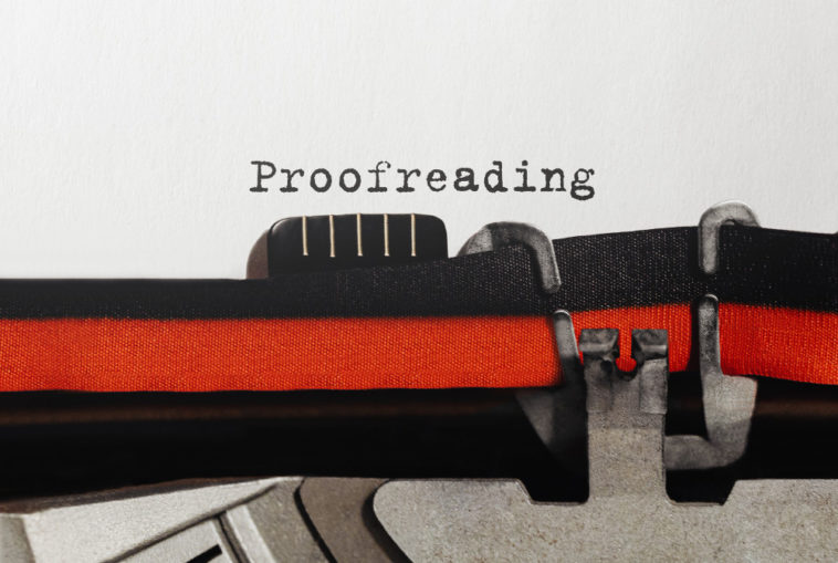 word proofreading typed on a typewriter