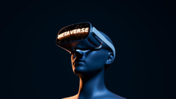 3d woman with metaverse glasses