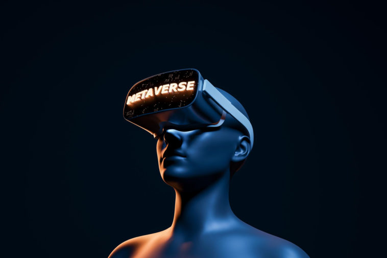 3d woman with metaverse glasses