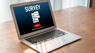 online survey on a laptop screen