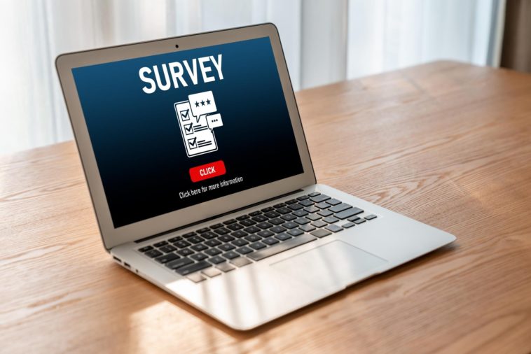 online survey on a laptop screen