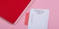 sticker with shopping list written on it