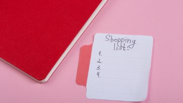 sticker with shopping list written on it