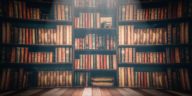 library shelves with books