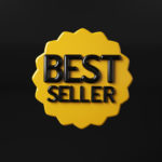 yellow best seller badge on a black background