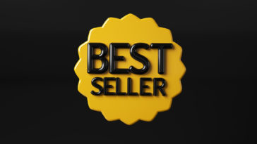 yellow best seller badge on a black background