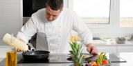 chef working in a home kitchen