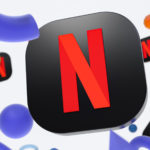 Netflix logo with abstract geometrical shapes in the background