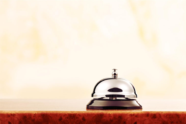 vintage hotel reception service desk bell