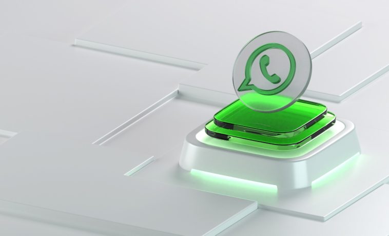 3d whatsapp icon on glass