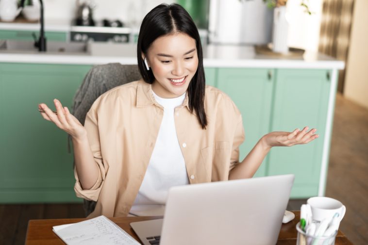 woman tutor having an online class from home