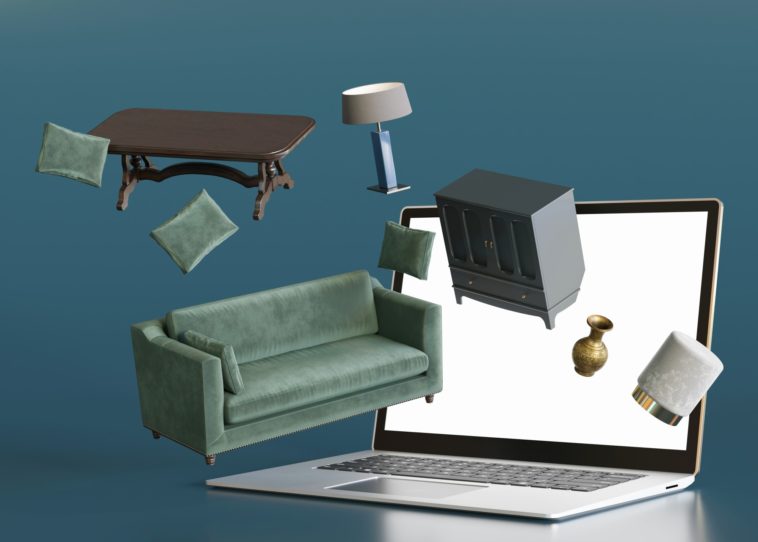 furniture flying out of a computer screen