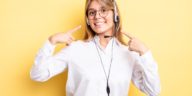 smiling woman with a headset