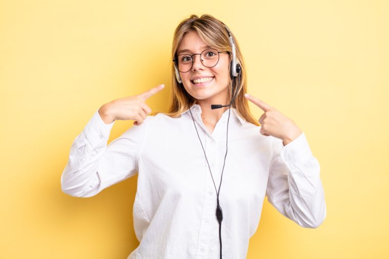 smiling woman with a headset